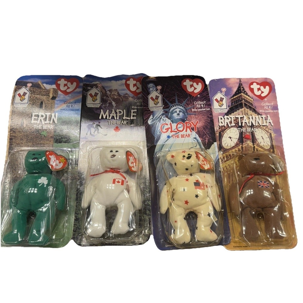 McDonald's TY Beanie Babies 4-Pack — Maple, Glory, Britannia & Erin — Tag Errors